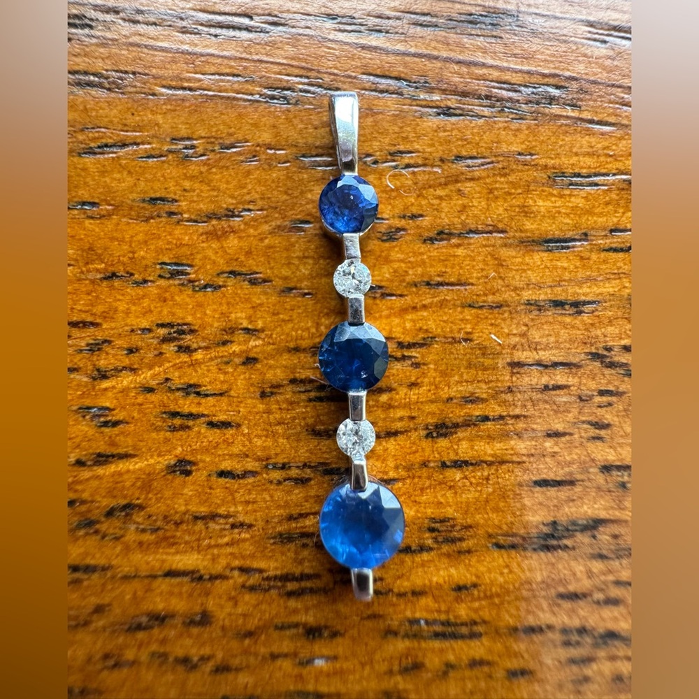 Real 14k gold natural diamonds & blue sapphires Pendant